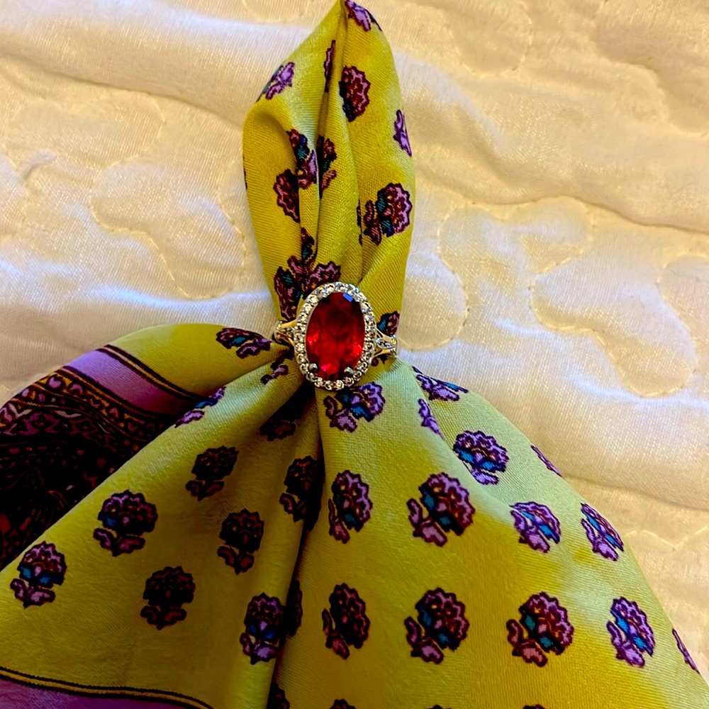 Ruby And Diamond Ring. Synthetic Ruby And Cz’s - image 1